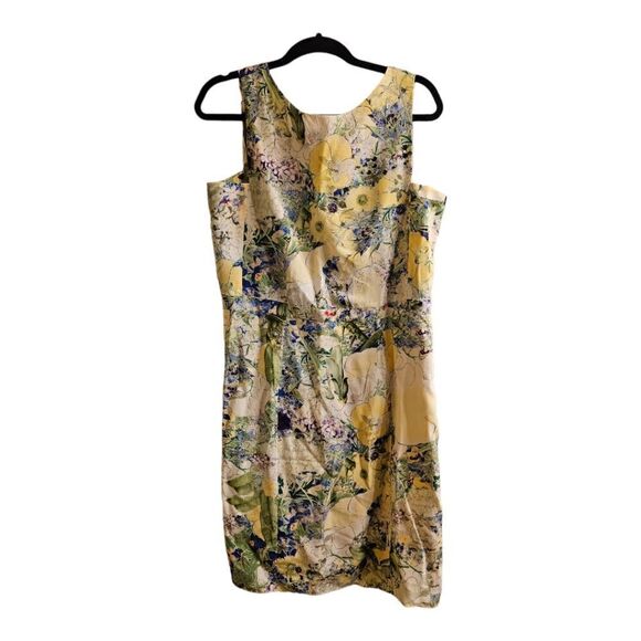 ERDEM Yellow Printed Floral Sheath Dress - Size 10 - Picture 1 of 6